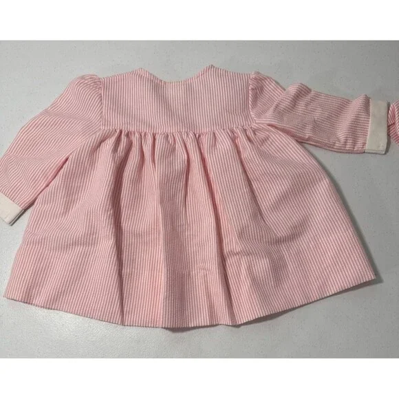 Vtg Fayette Dress Girls 18M Pink Seersucker Square Collar Set 3